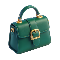Icono de bolso de cuero verde – render 3D de lujo