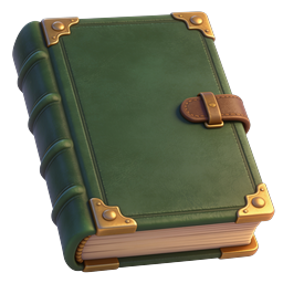 Green Leather Journal Icon - Fantasy Spellbook Design