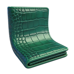 Green Crocodile Leather Wallet Icon | Premium 3D Render