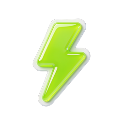Glossy Green Lightning Bolt 3D Icon | Energy & Power