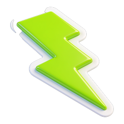 Green Lightning Bolt 3D Icon - Power & Energy Symbol