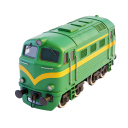 Green Locomotive Train Icon - 3D Clay Style