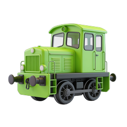 Icono de locomotora verde 3D para apps de transporte