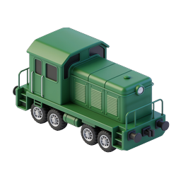 Icono de locomotora verde isométrica | diseño de transporte 3D