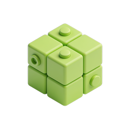 Green Modular Cube 3D Icon | Building Block Toy