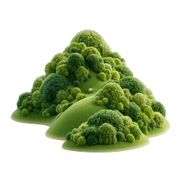 Icono 3D de naturaleza de colina de musgo verde exuberante para diseños ecológicos