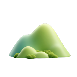 Green Clay Mountain Landscape 3D Icon