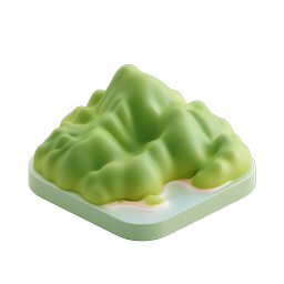 Green Clay Mountain 3D Icon - Nature Landscape