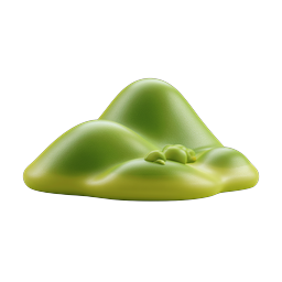 Ícone de Montanha de Argila Verde com Sapo - Ilustração de Natureza 3D