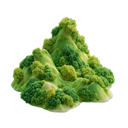 Clay Style Green Mountain with Forest Icon | 3D Nature