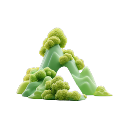 Green Mountain Landscape 3D Clay Icon for Nature Design