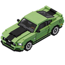 Green Pixel Art Sports Car - Isometric Voxel Vehicle Icon