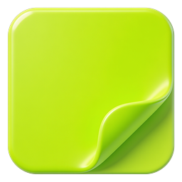 Green Sticky Note Icon - Glossy 3D Paper Design