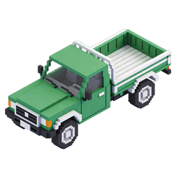 Green Pickup Truck Voxel Icon - 3D Isometric Design