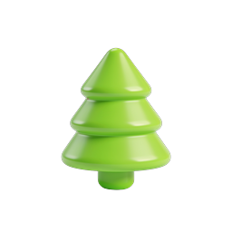Green Pine Tree Icon - 3D Glossy Nature Symbol