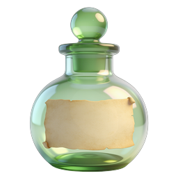 Green Glass Potion Bottle with Parchment Label Icon
