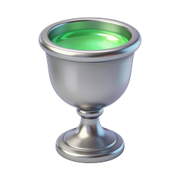 Green Potion Silver Chalice Icon - 3D Realistic Style