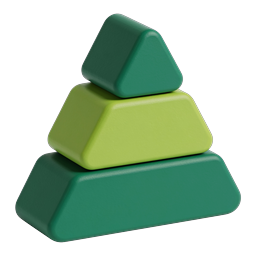 Ícone 3D de Pirâmide Verde Empilhada | Símbolo de Hierarquia e Crescimento