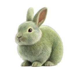 Green Rabbit Realistic Animal Icon | 3D Bunny Illustration