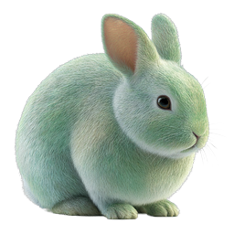 Cute Green Rabbit Icon - Adorable Pastel Bunny Illustration