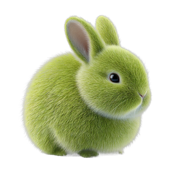 Green Rabbit Icon - Cute 3D Realistic Bunny Illustration