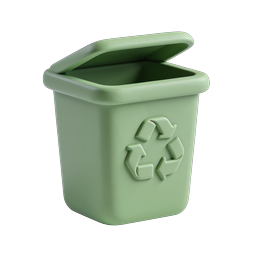 Green Recycling Bin 3D Icon | Eco-Friendly Symbol