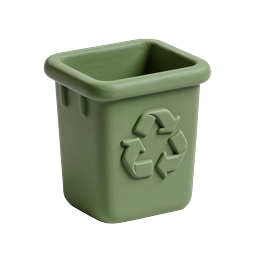 Icono de contenedor de reciclaje verde | diseño clay ecológico 3D