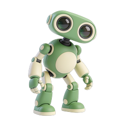 Friendly Green 3D Robot Character Icon