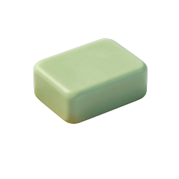 Green Soap Bar on Wooden Dish - 3D Icon