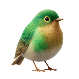 Green Songbird Realistic 3D Bird Icon for Nature Designs