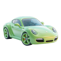 Green Sports Car 3D Render Icon for Automotive Projects
