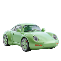 Green Sports Car Icon - 3D Clay Style Automotive