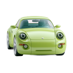 Green Sports Car Icon - Lime Green 3D Rendered Coupe Vehicle