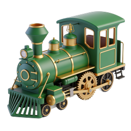 ไอคอนรถไฟจักรไอน้ำสีเขียว - เรนเดอร์ 3D