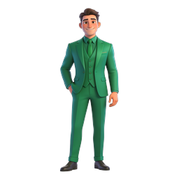 Green Suit Businessman 3D Character Icon | Professional