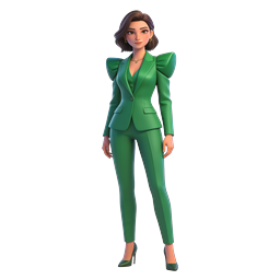 Green Suit Businesswoman 3D Character Icon