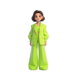 Stylish Woman in Green Suit 3D Avatar Icon