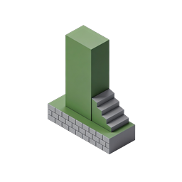Green Tower with Stairs Isometric 3D Icon