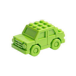 Ícone de carro de blocos de montar verdes - Renderização 3D