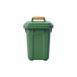 Green Trash Bin Icon - 3D Realistic Waste Container