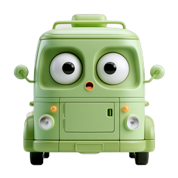 Cute Green Van Character 3D Clay Icon