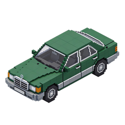 Green Voxel Car Icon - Isometric 3D Pixel Art