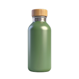 Green Reusable Water Bottle with Bamboo Cap Icon