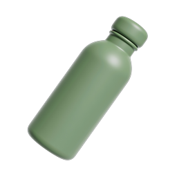 Green Water Bottle 3D Icon - Hydration & Wellness