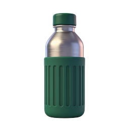 Green Insulated Water Bottle Icon - Realistic 3D Design