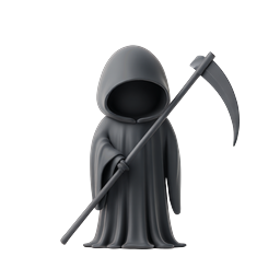 Grim Reaper 3D Icon - Hooded Death Character with Scythe