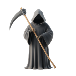 3D Grim Reaper Character Icon with Scythe