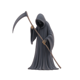 Grim Reaper Icon - 3D Hooded Death Character with Scythe
