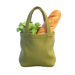 Grocery Bag with Bread and Vegetables 3D Icon