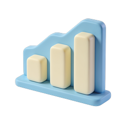 3D Growth Bar Chart Icon - Ascending Data Visualization